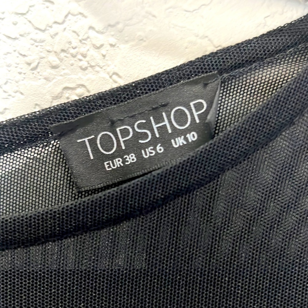 TopShop Mesh Bodycon Peplum Black Mini Dress with Ruffle Skirt - Y2K - Picture 9 of 12